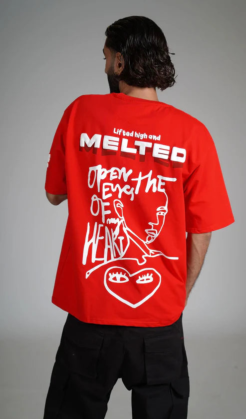 Melted Heavyweight Red Oversized T-shirt