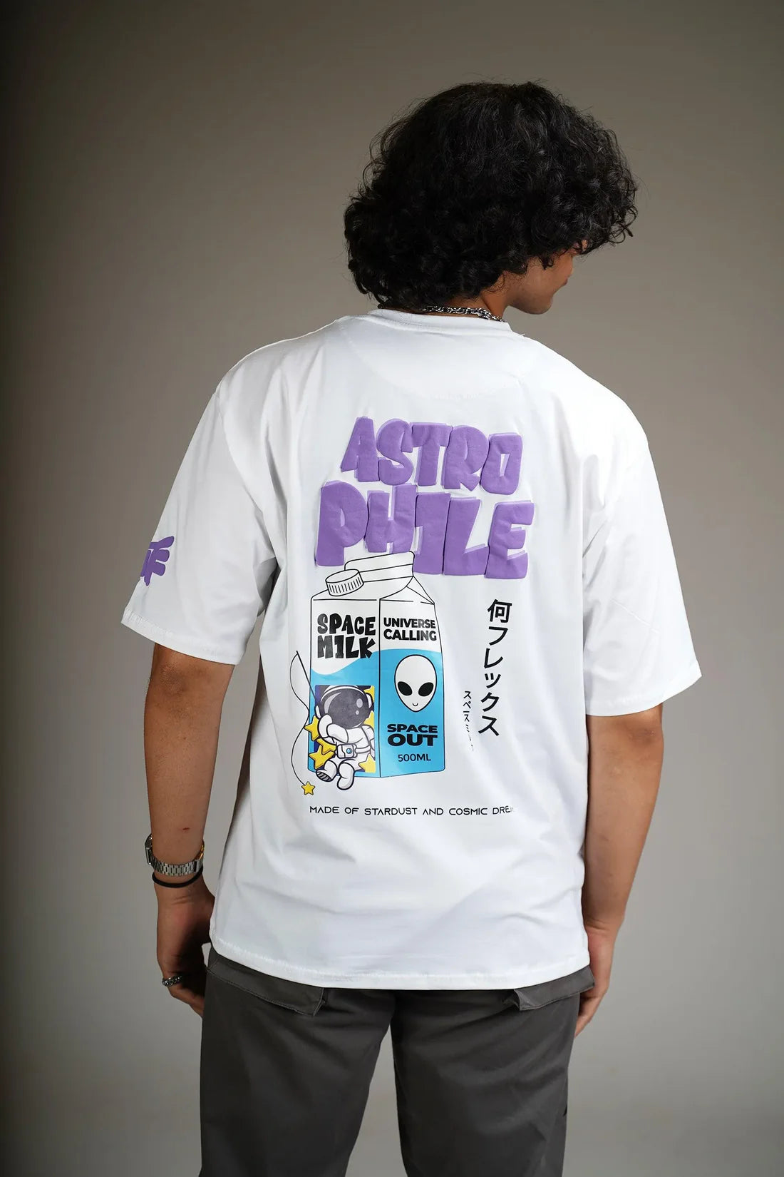 Space Milk White Oversized T-shirt