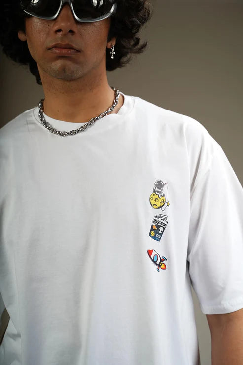 Space Milk White Oversized T-shirt