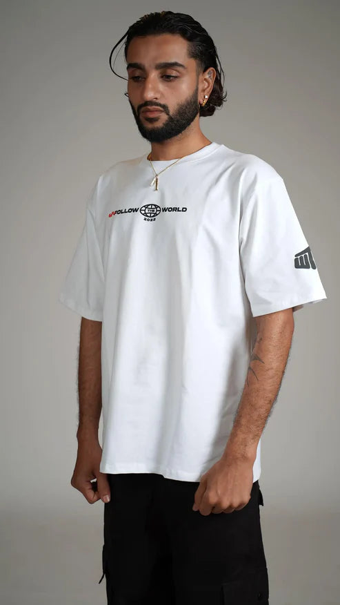 Unfollow The World Baggy White Oversized T-shirt