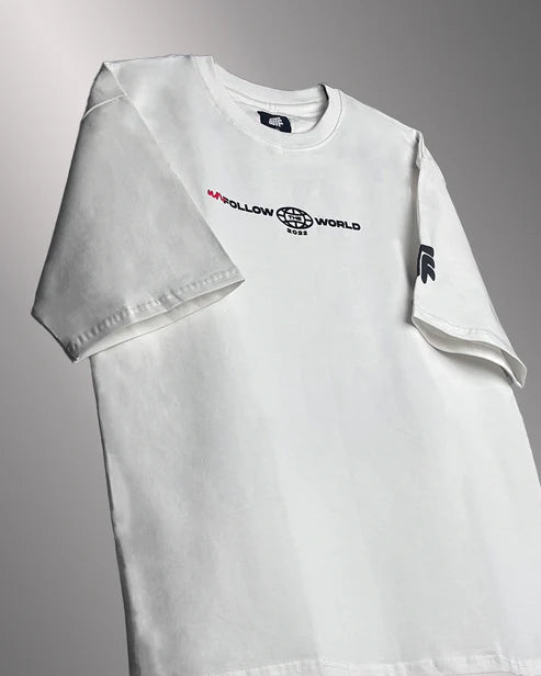 Unfollow The World Baggy White Oversized T-shirt