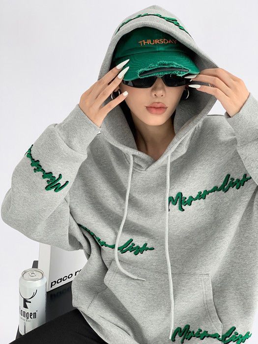 Vintage Grey Loose Pullover Hoodie